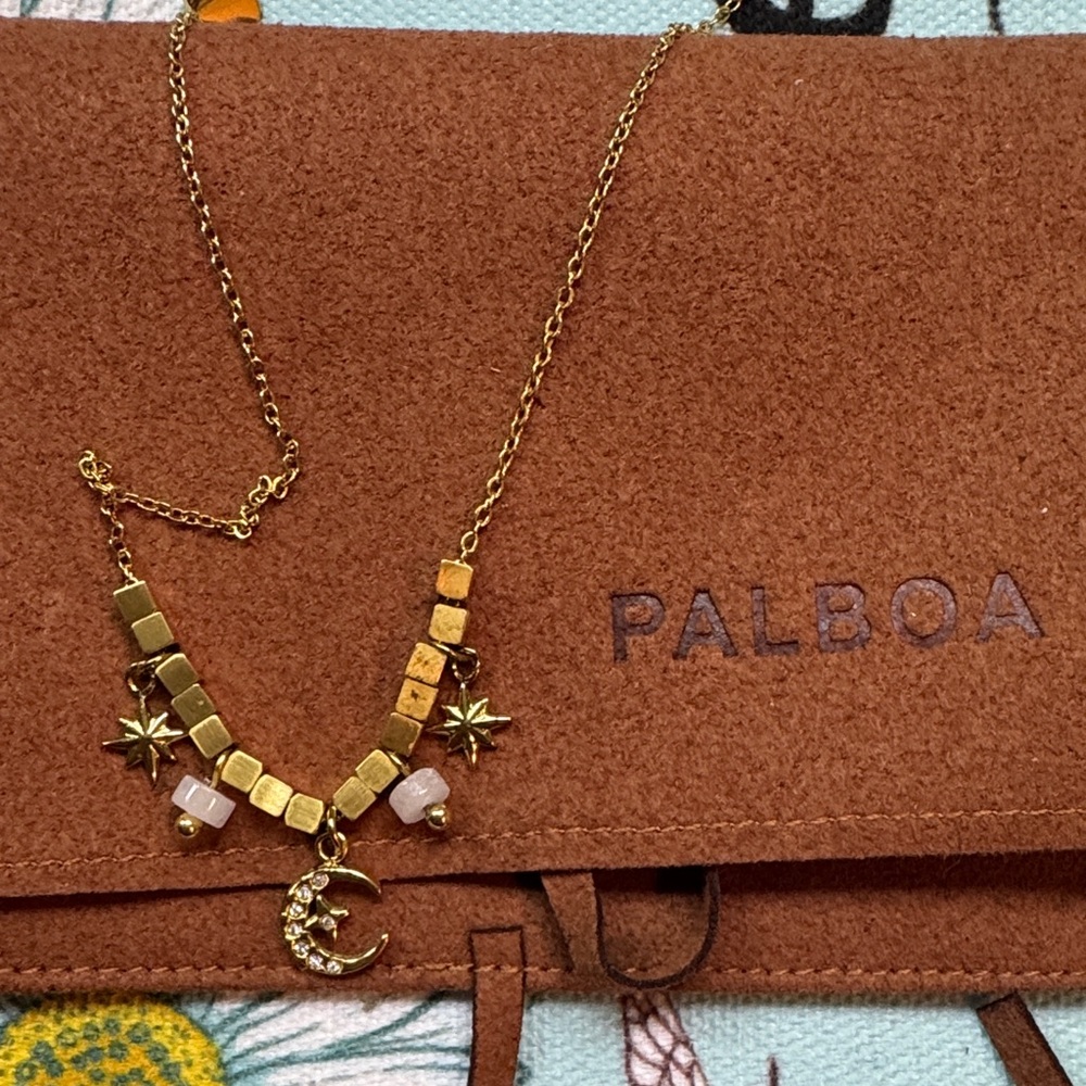 Gold Moon and Star Necklace